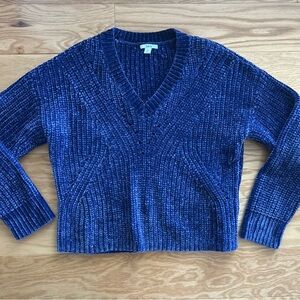 Bar III Purple V-Neck Sweater Chunky Knit